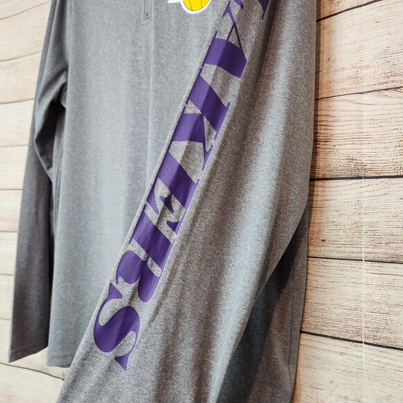 Los Angeles Lakers Pullover Quarter Zip Men's XL Gray NBA Basketball Athletic - Picture 6 of 16